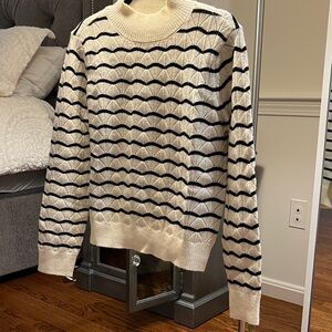 Cyrus Cream and Navy Crewneck Sweater